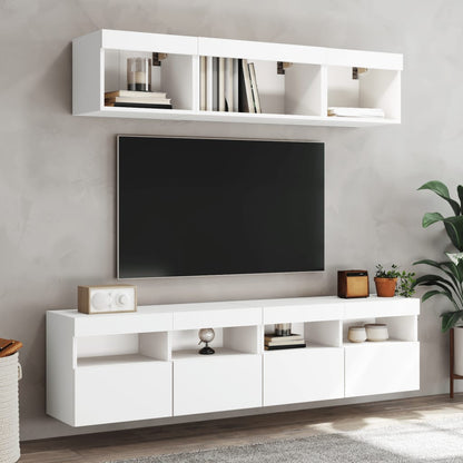 5 Piece TV Wall Units with LED White Engineered Wood