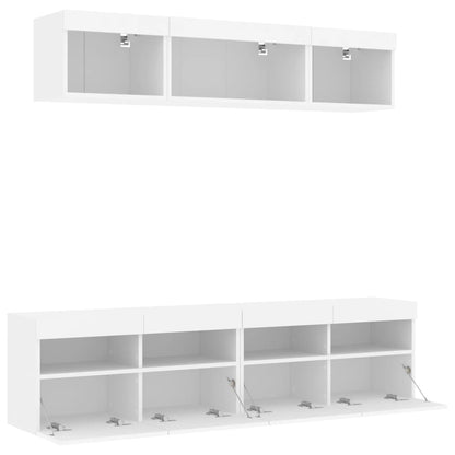 5 Piece TV Wall Units with LED White Engineered Wood