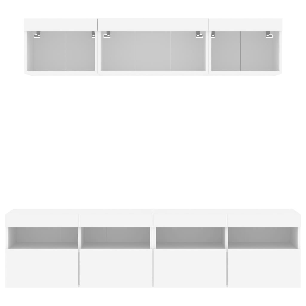 5 Piece TV Wall Units with LED White Engineered Wood
