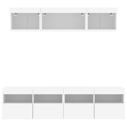 5 Piece TV Wall Units with LED White Engineered Wood