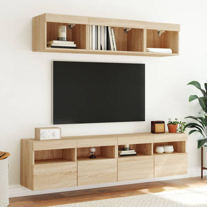 5 Piece TV Wall Units with LED Sonoma Oak Engineered Wood