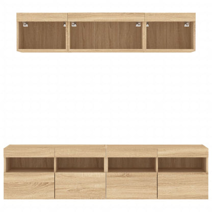5 Piece TV Wall Units with LED Sonoma Oak Engineered Wood