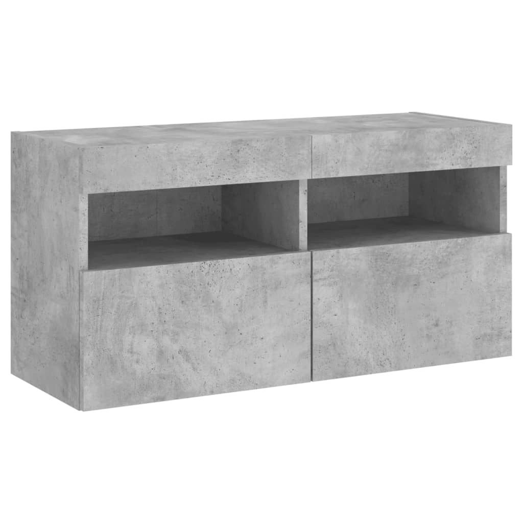 5 Piece TV Wall Units with LED Concrete Grey Engineered Wood