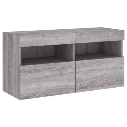 5 Piece TV Wall Units with LED Grey Sonoma Engineered Wood