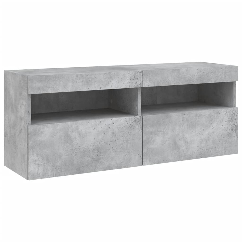 5 Piece TV Wall Units with LED Concrete Grey Engineered Wood