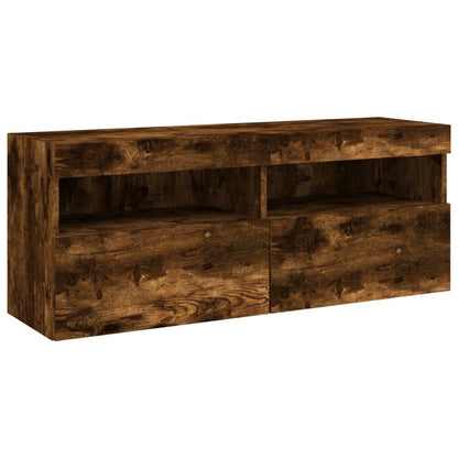 5 Piece TV Wall Units with LED Smoked Oak Engineered Wood