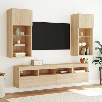 5 Piece TV Wall Units with LED Sonoma Oak Engineered Wood