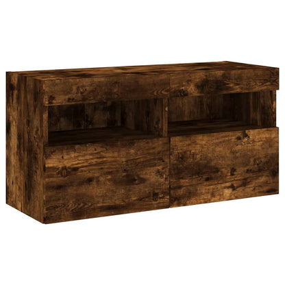 5 Piece TV Wall Units with LED Smoked Oak Engineered Wood