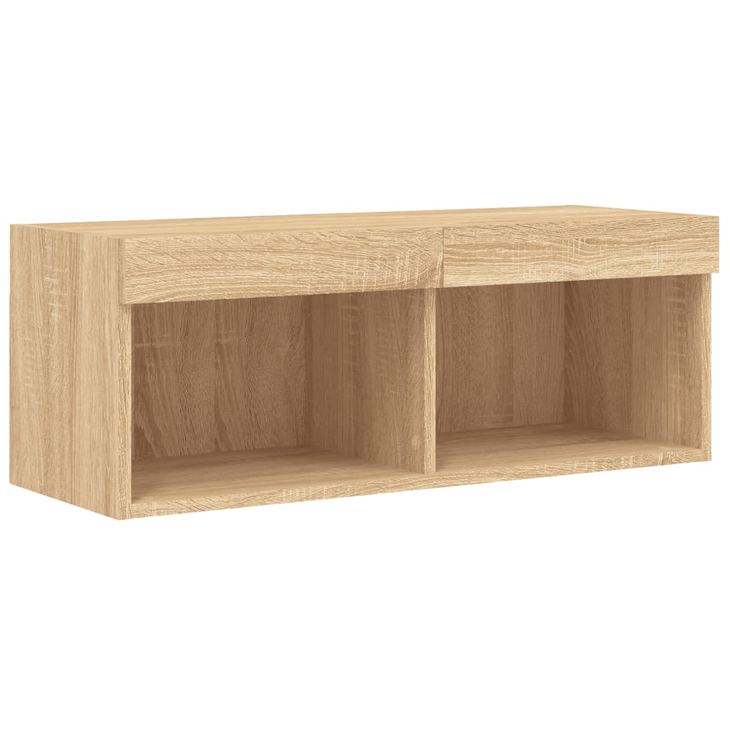 8 Piece TV Wall Cabinet Set with LED Lights Sonoma Oak