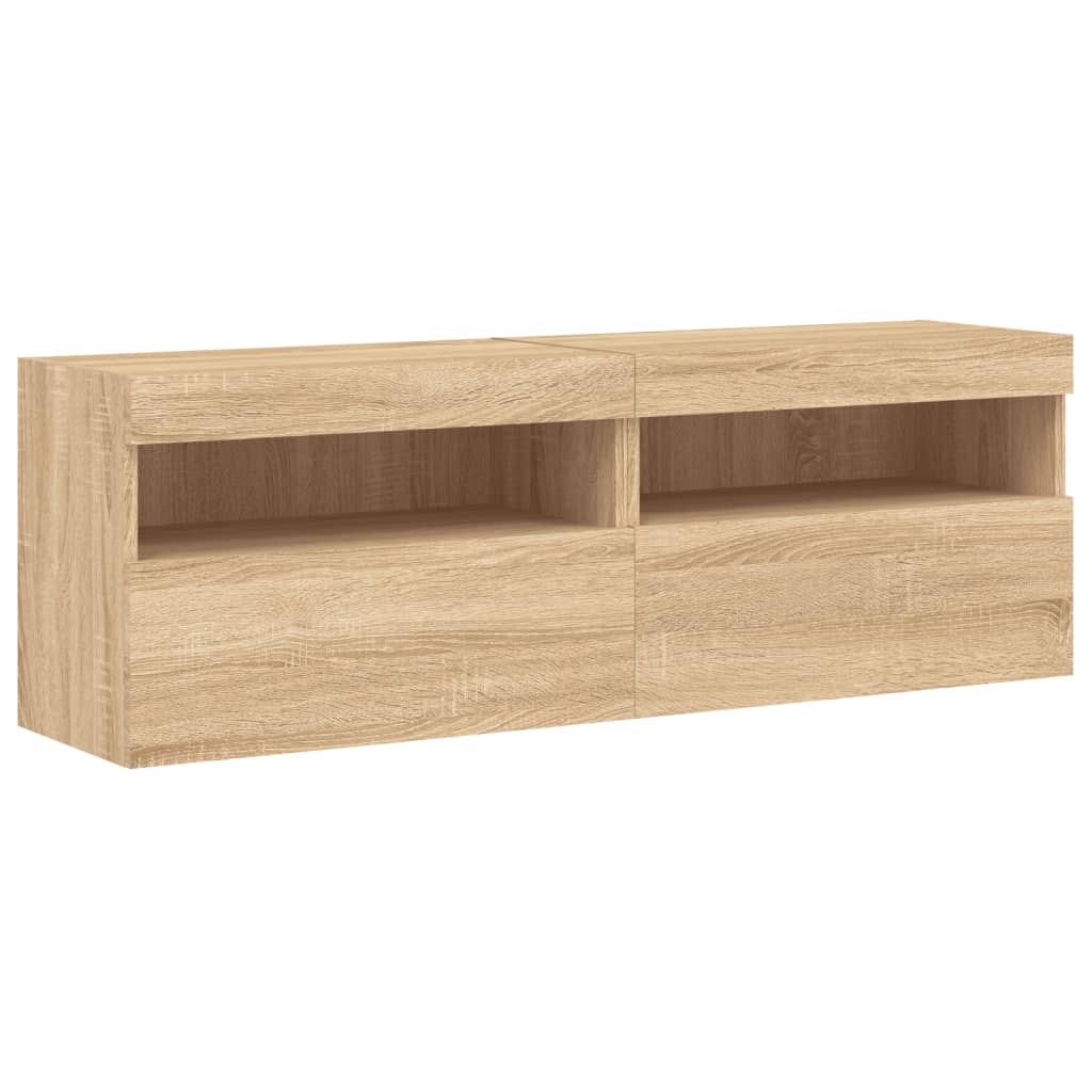 8 Piece TV Wall Cabinet Set with LED Lights Sonoma Oak