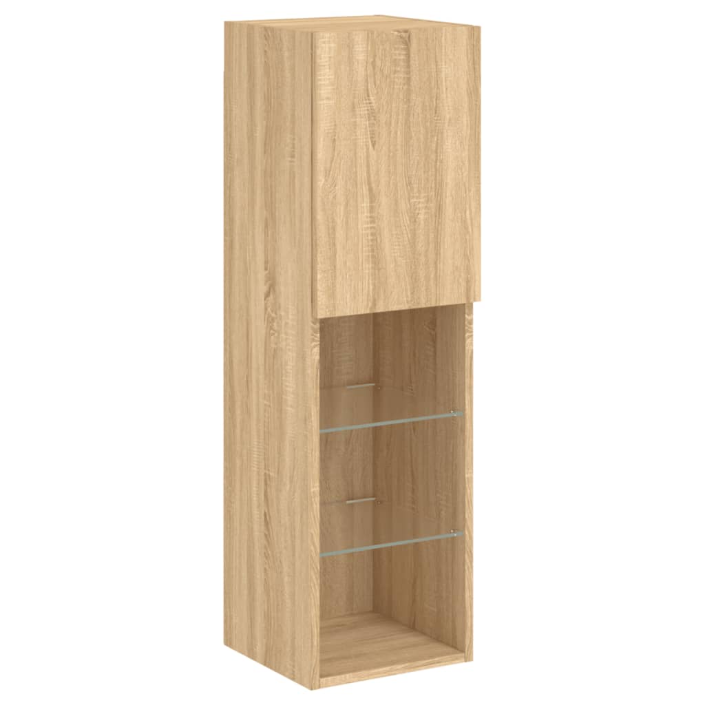 8 Piece TV Wall Cabinet Set with LED Lights Sonoma Oak