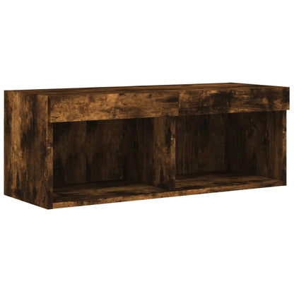 8 Piece TV Wall Cabinet Set with LED Lights Smoked Oak