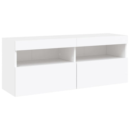 7 Piece TV Wall Cabinet Set with LED Lights White