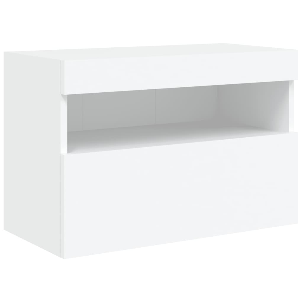 7 Piece TV Wall Cabinet Set with LED Lights White