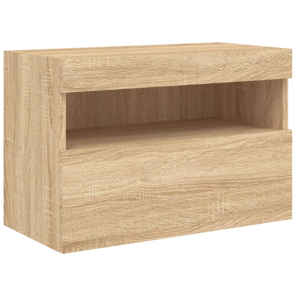 7 Piece TV Wall Cabinet Set with LED Lights Sonoma Oak