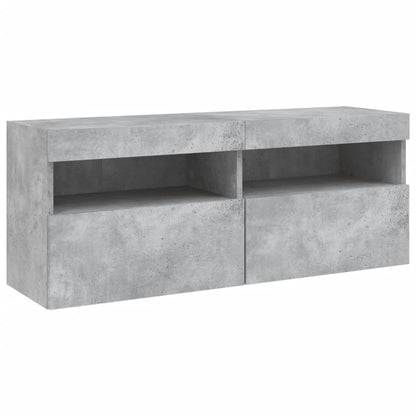 7 Piece TV Wall Cabinet Set with LED Lights Concrete Grey