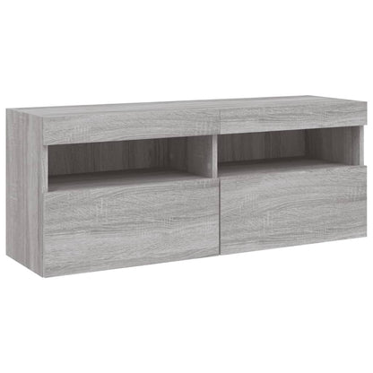 7 Piece TV Wall Cabinet Set with LED Lights Grey Sonoma