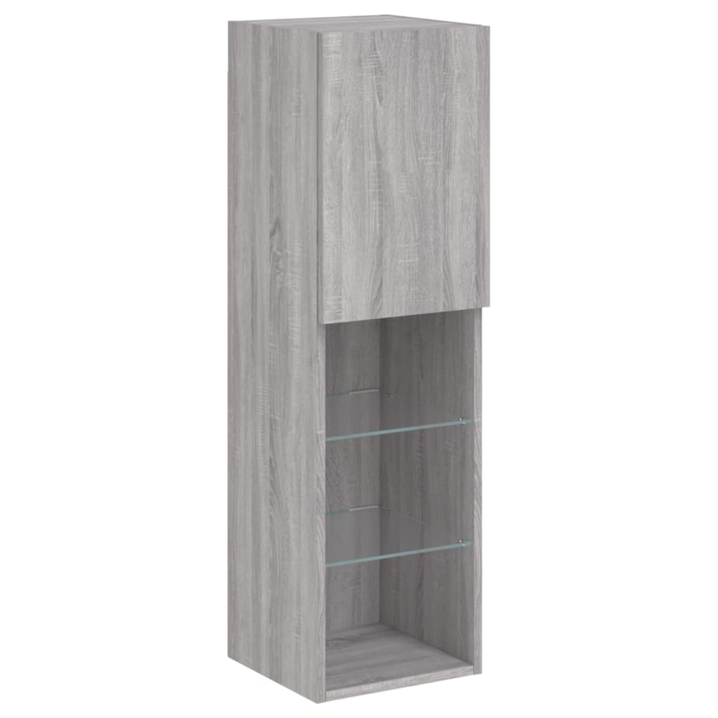 7 Piece TV Wall Cabinet Set with LED Lights Grey Sonoma