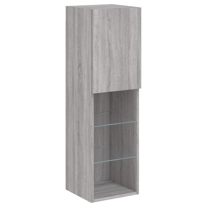 7 Piece TV Wall Cabinet Set with LED Lights Grey Sonoma
