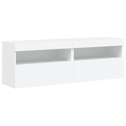 7 Piece TV Wall Cabinet Set with LED Lights White