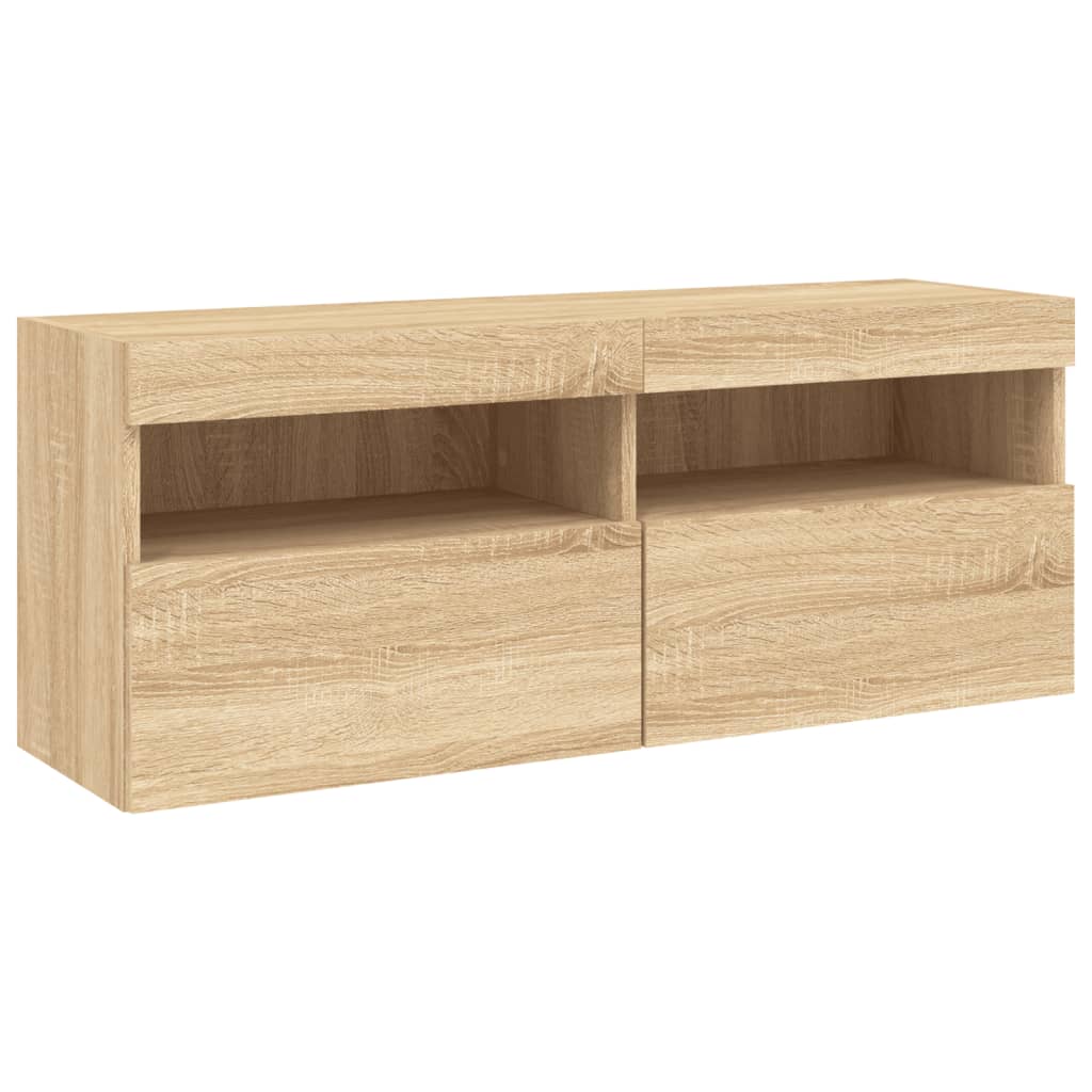 7 Piece TV Wall Cabinet Set with LED Lights Sonoma Oak