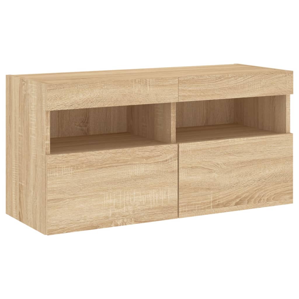 7 Piece TV Wall Cabinet Set with LED Lights Sonoma Oak