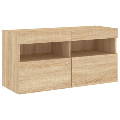 7 Piece TV Wall Cabinet Set with LED Lights Sonoma Oak