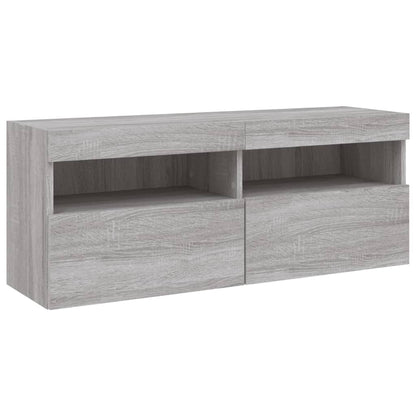 7 Piece TV Wall Cabinet Set with LED Lights Grey Sonoma