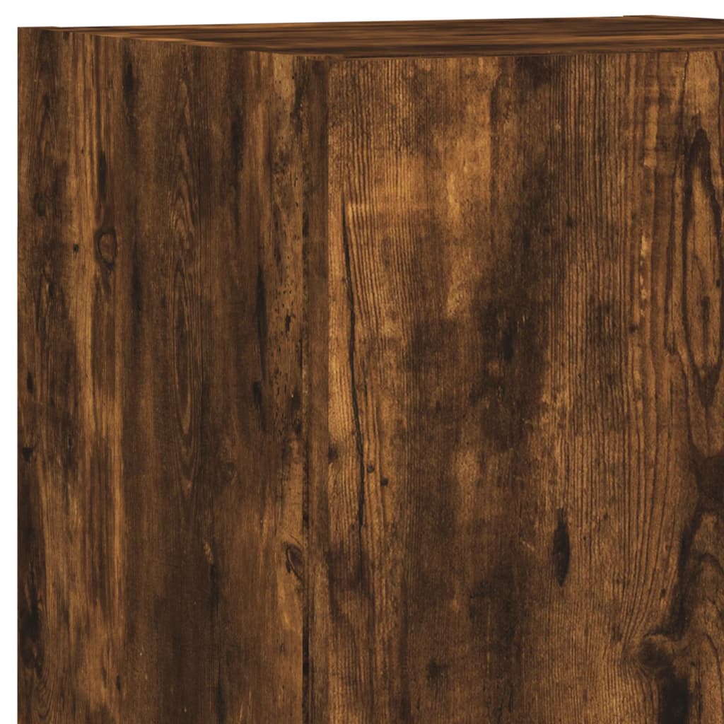 6 Piece TV Wall Cabinet Set with LED Lights Smoked Oak