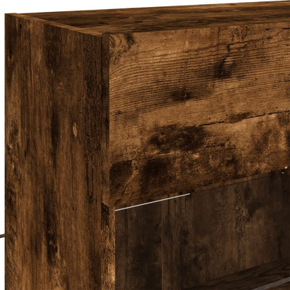 6 Piece TV Wall Cabinet Set with LED Lights Smoked Oak