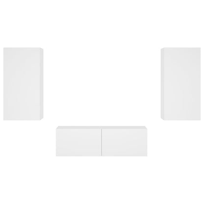 3 Piece TV Wall Cabinets with LED Lights White