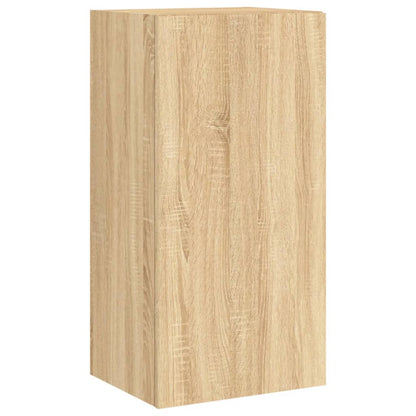 3 Piece TV Wall Cabinets with LED Lights Sonoma Oak
