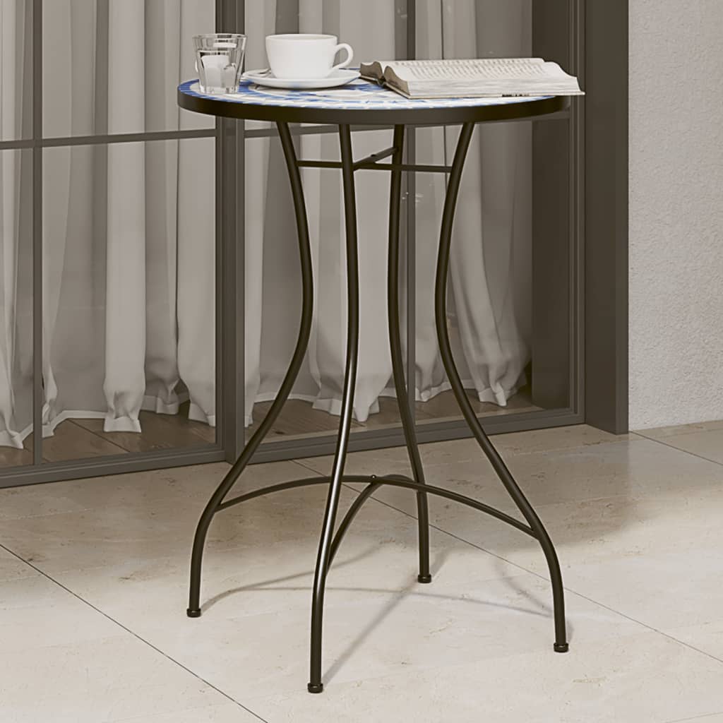 Mosaic Bistro Table Blue Ø50x70 cm Ceramic