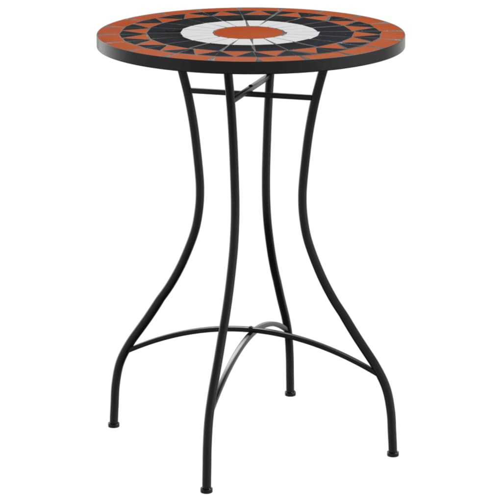 Mosaic Bistro Table Terracotta and Black Ø50x70 cm Ceramic
