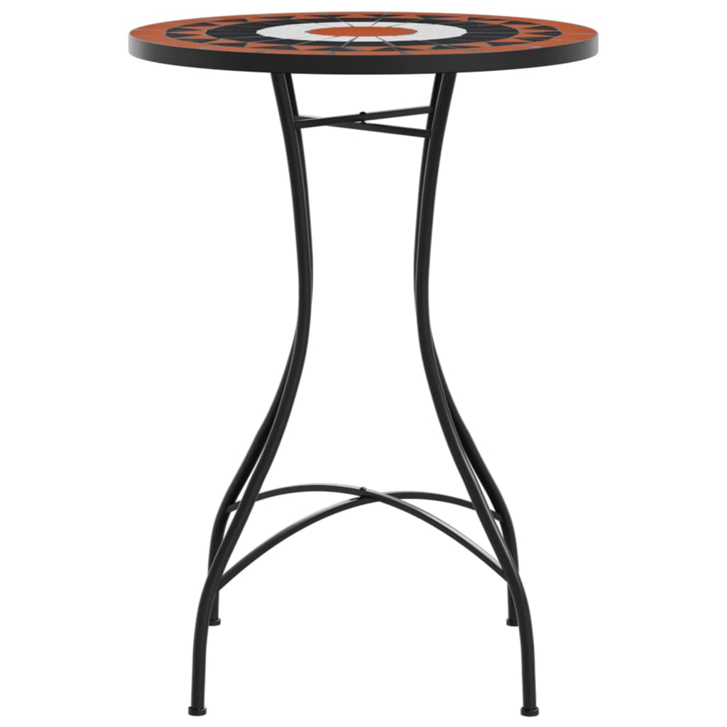Mosaic Bistro Table Terracotta and Black Ø50x70 cm Ceramic