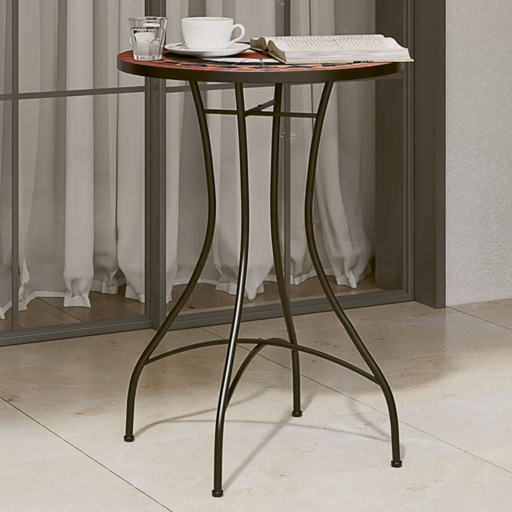 Mosaic Bistro Table Terracotta and Black Ø50x70 cm Ceramic