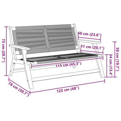 Garden Furniture Black 122 x 78 x 73 cm Solid Acacia Wood