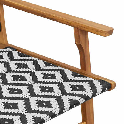 Garden Relax Chair 2 pcs Black and White Solid Acacia Wood