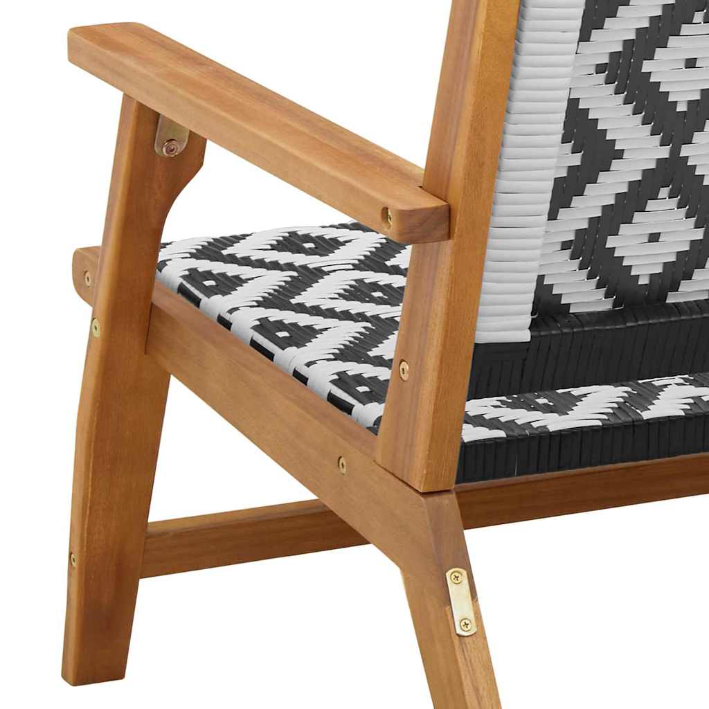 Garden Relax Chair 2 pcs Black and White Solid Acacia Wood