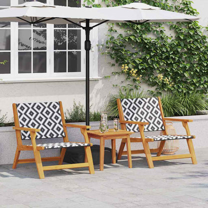Garden Relax Chair 2 pcs Black and White Solid Acacia Wood