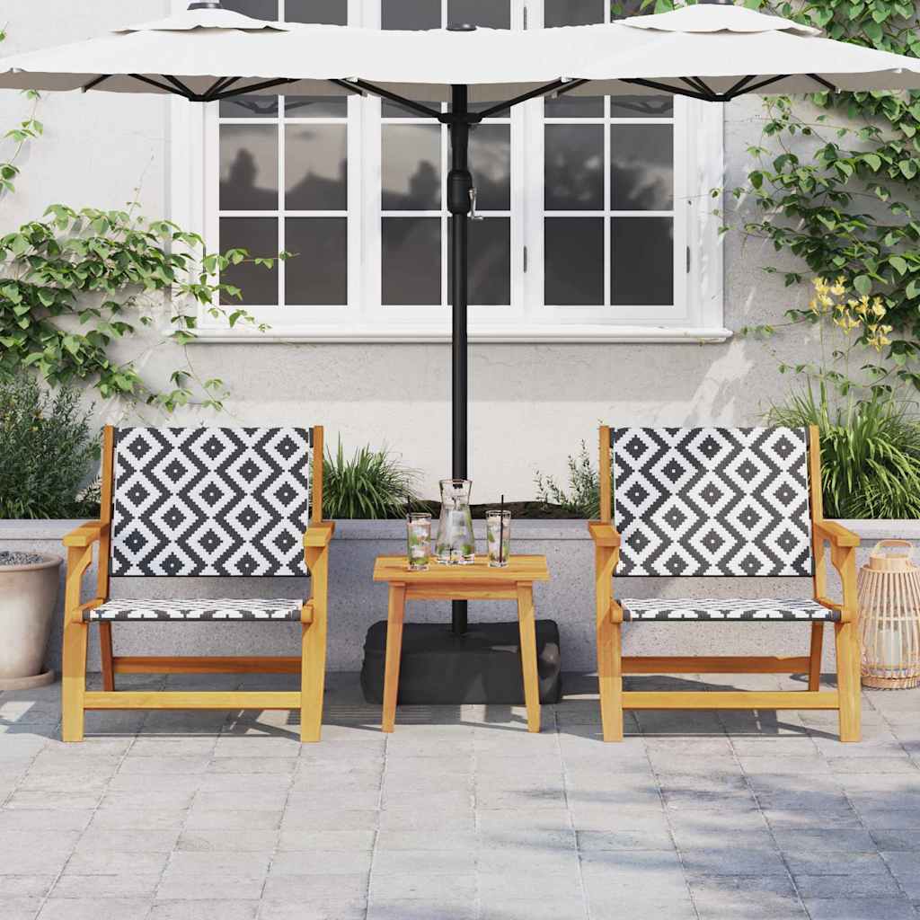 Garden Relax Chair 2 pcs Black and White Solid Acacia Wood