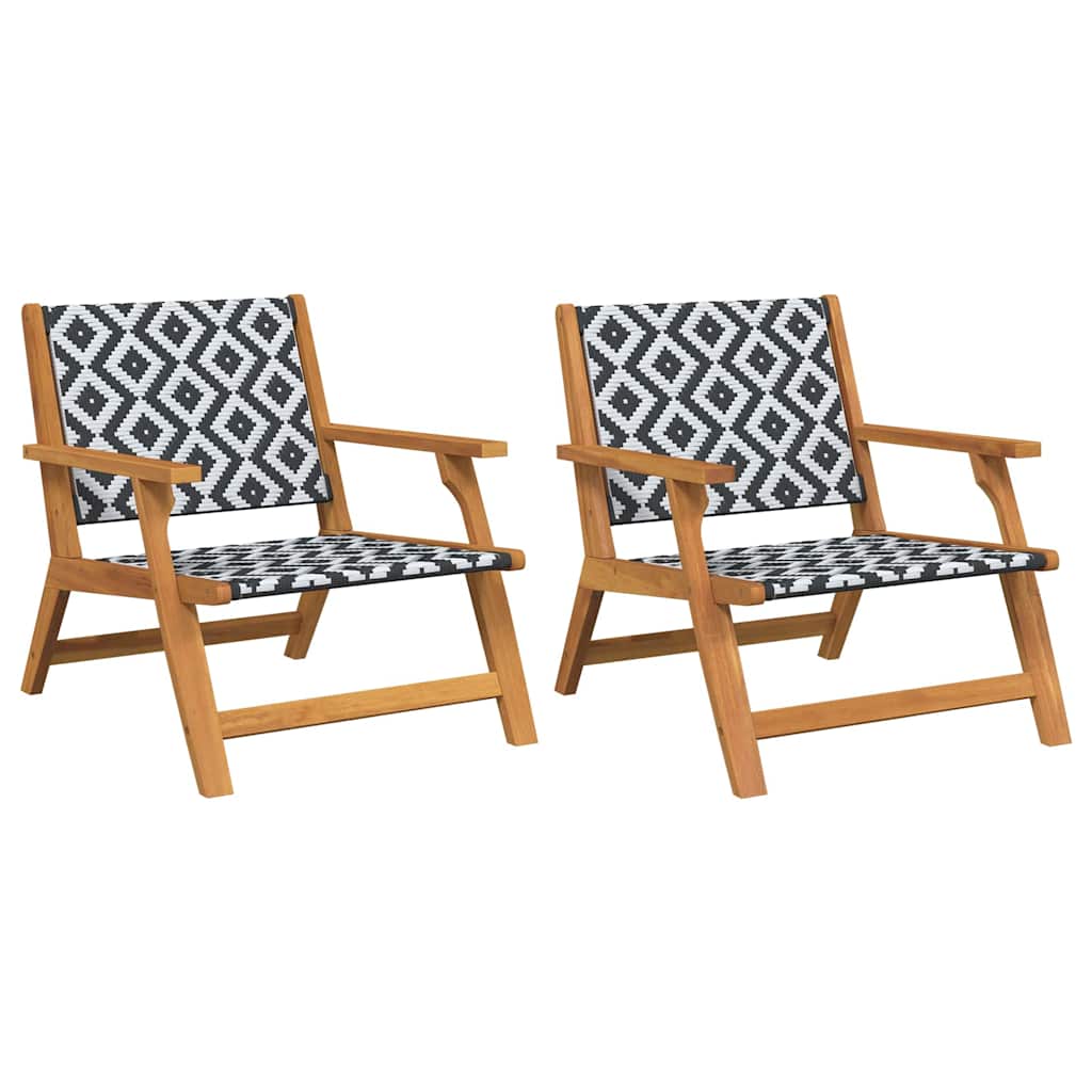 Garden Relax Chair 2 pcs Black and White Solid Acacia Wood