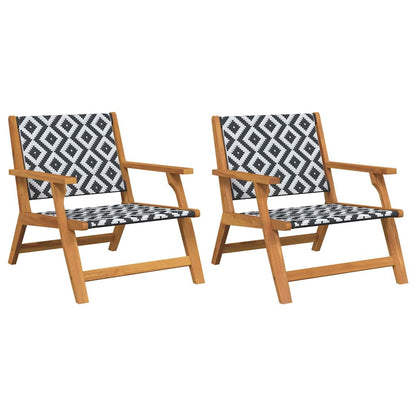 Garden Relax Chair 2 pcs Black and White Solid Acacia Wood