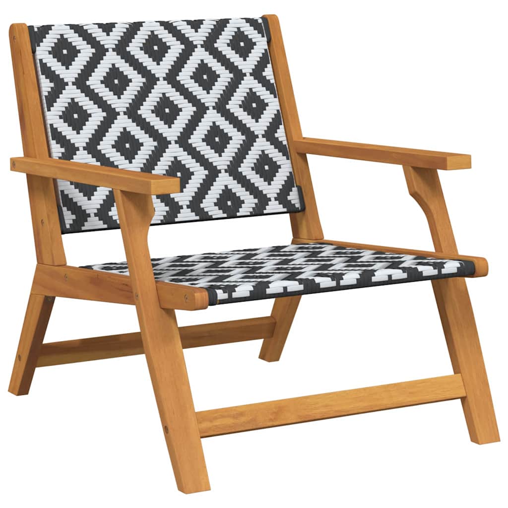 Garden Relax Chair 2 pcs Black and White Solid Acacia Wood
