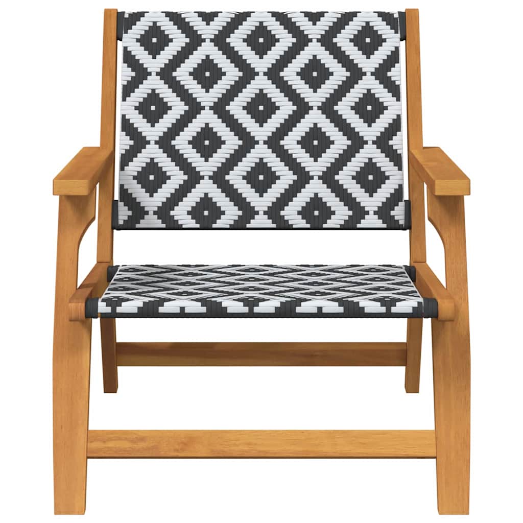 Garden Relax Chair 2 pcs Black and White Solid Acacia Wood