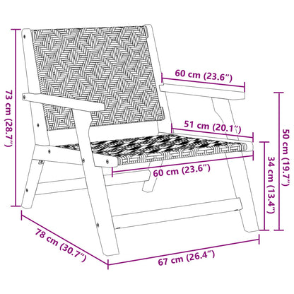Garden Relax Chair 2 pcs Black and White Solid Acacia Wood