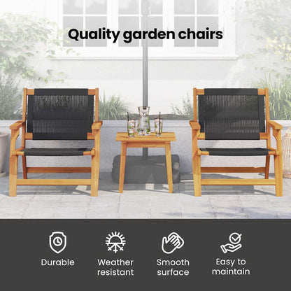 Garden Furniture 2 pcs Black 67 x 76 x 73 cm Solid Acacia Wood