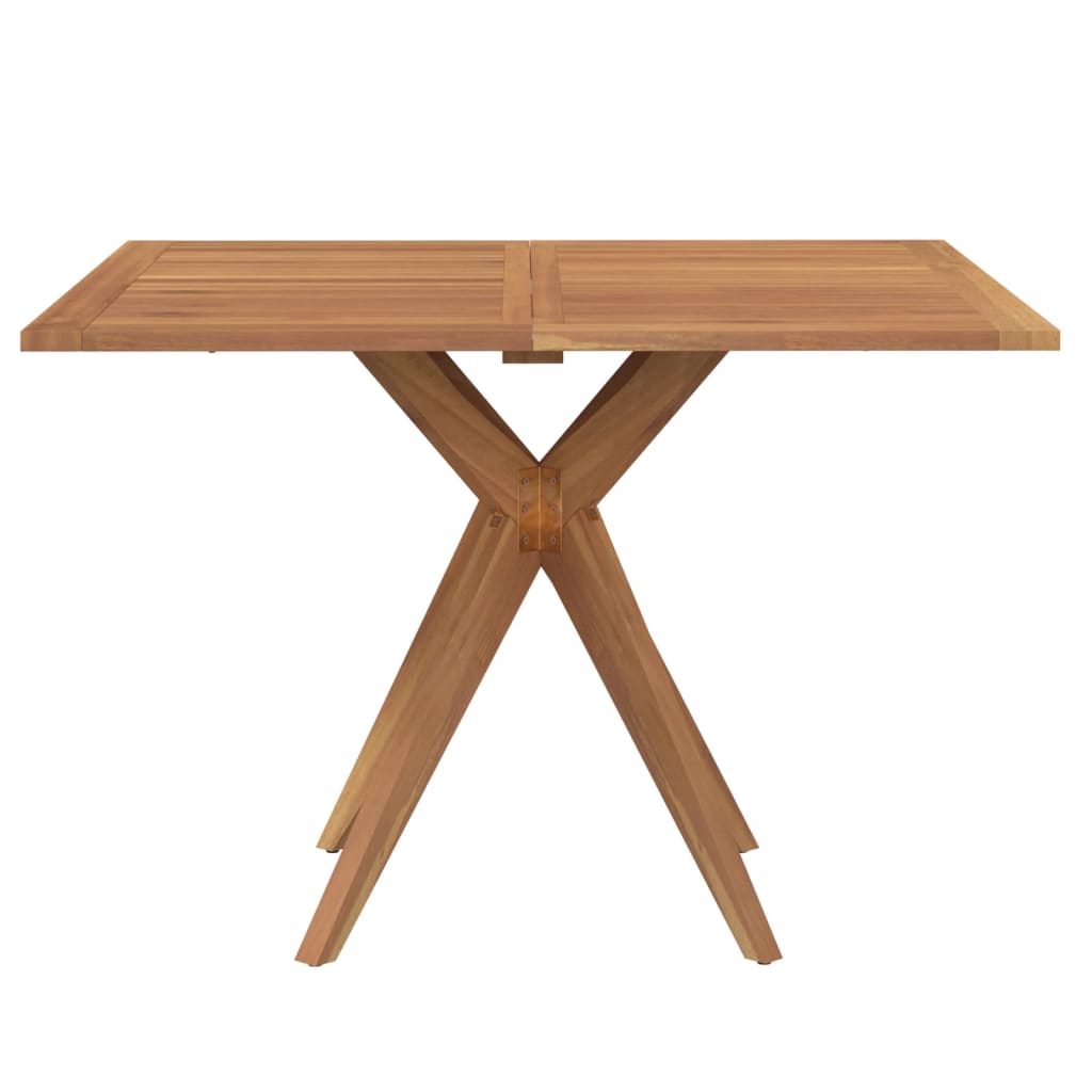 Garden Table | Brown | Solid Acacia wood | 110 cm | Decorative Inlays