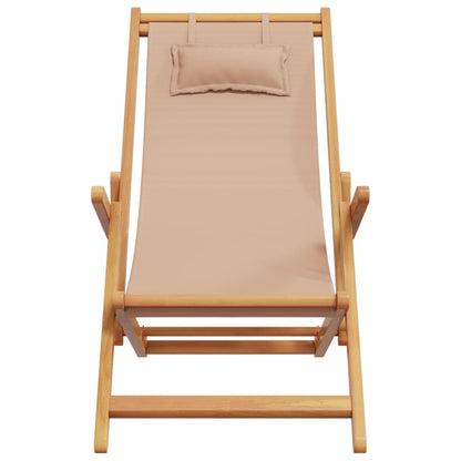 Folding Chair Taupe Solid Wood Eucalyptus and Fabric