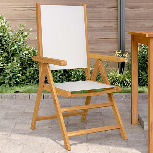Folding Chairs 2 pcs Cream White Solid Wood Acacia and Fabric